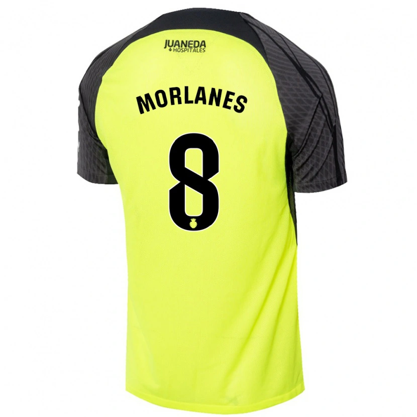 Danxen Donna Maglia Manu Morlanes #8 Verde Fluorescente Nero Kit Gara Away 2024/25 Maglietta