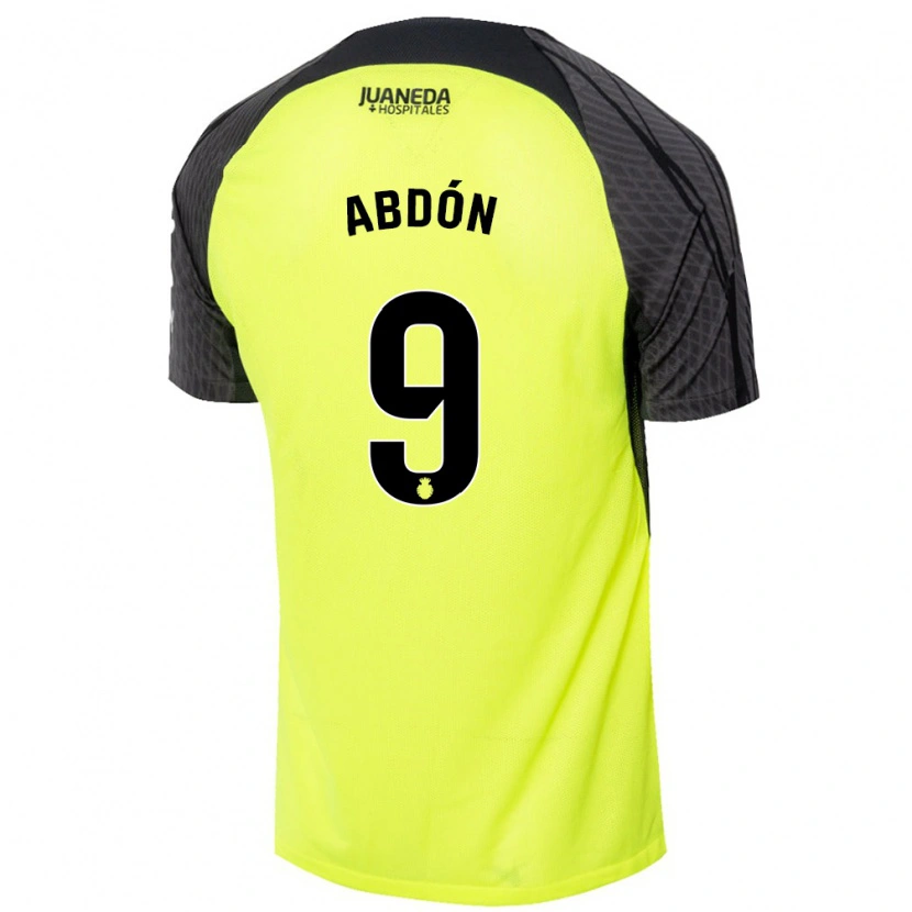Danxen Donna Maglia Abdón Prats #9 Verde Fluorescente Nero Kit Gara Away 2024/25 Maglietta