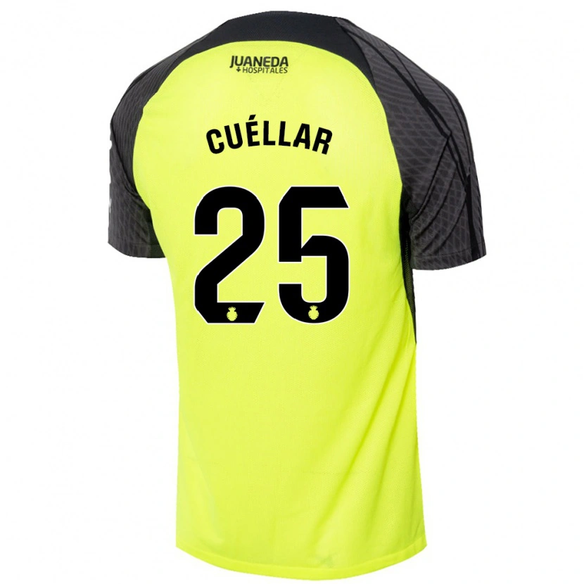 Danxen Donna Maglia Iván Cuéllar #25 Verde Fluorescente Nero Kit Gara Away 2024/25 Maglietta