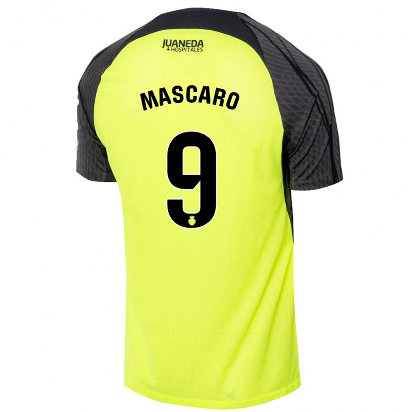 Danxen Donna Maglia Pau Mascaró #9 Verde Fluorescente Nero Kit Gara Away 2024/25 Maglietta
