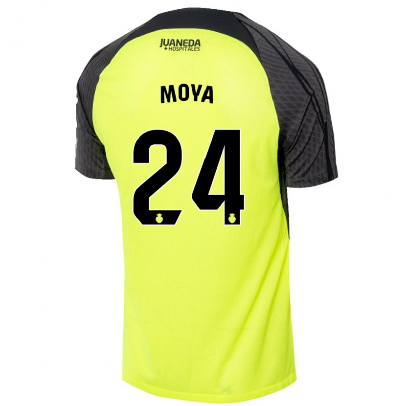 Danxen Donna Maglia Pablo Moyá #24 Verde Fluorescente Nero Kit Gara Away 2024/25 Maglietta