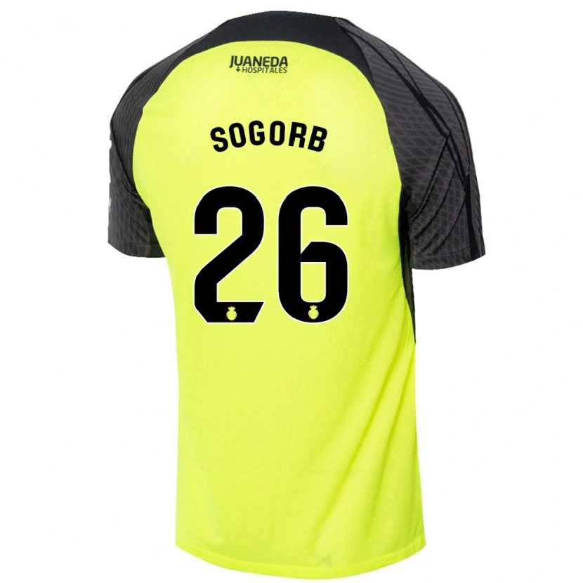 Danxen Donna Maglia Carles Sogorb #26 Verde Fluorescente Nero Kit Gara Away 2024/25 Maglietta