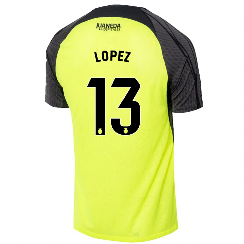 Danxen Donna Maglia Iván López #13 Verde Fluorescente Nero Kit Gara Away 2024/25 Maglietta