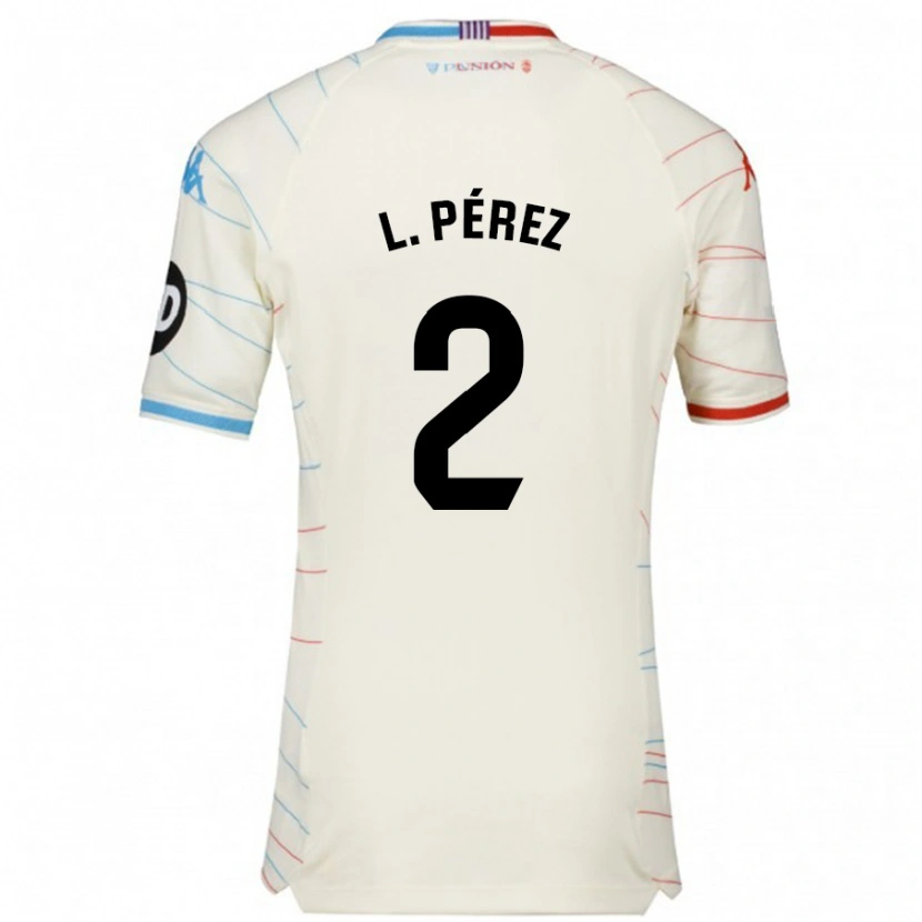 Danxen Donna Maglia Luis Pérez #2 Bianco Rosso Blu Kit Gara Away 2024/25 Maglietta