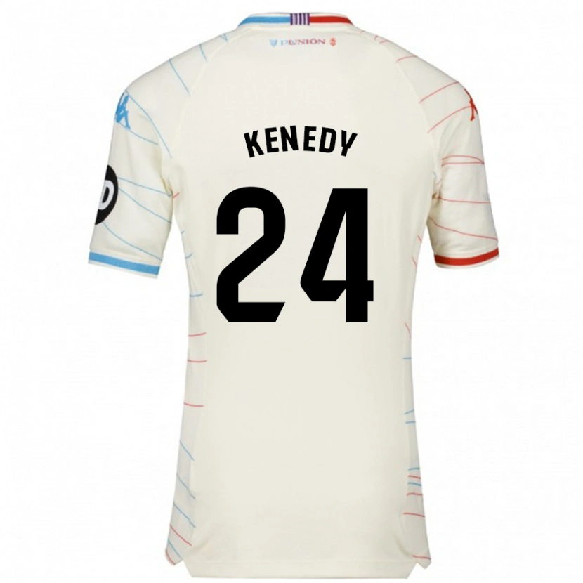 Danxen Donna Maglia Kenedy #24 Bianco Rosso Blu Kit Gara Away 2024/25 Maglietta