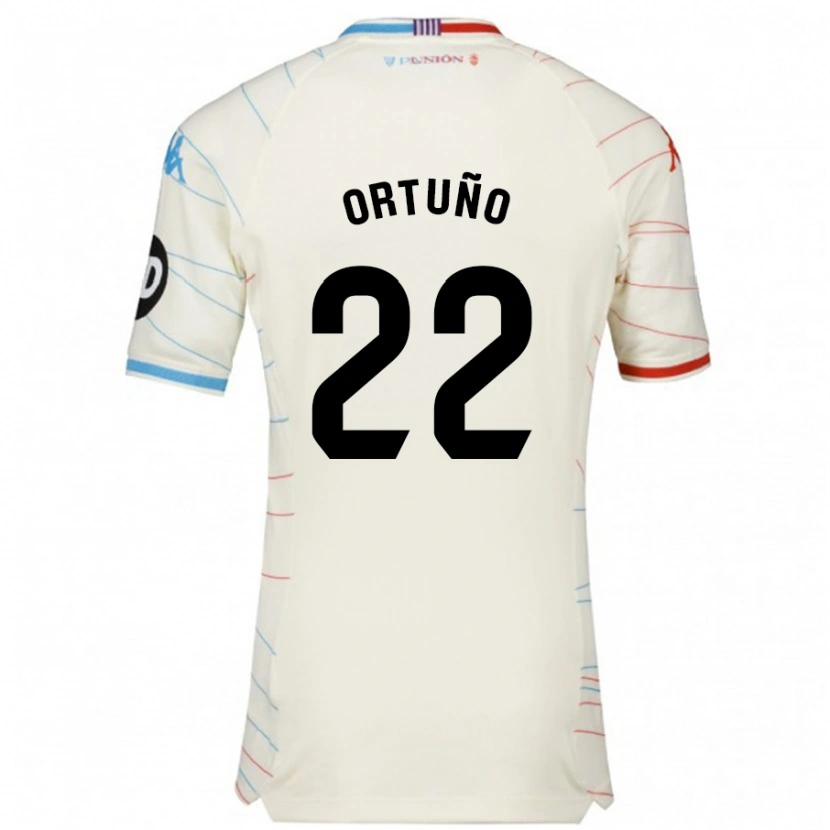 Danxen Donna Maglia Fran Ortuño #22 Bianco Rosso Blu Kit Gara Away 2024/25 Maglietta