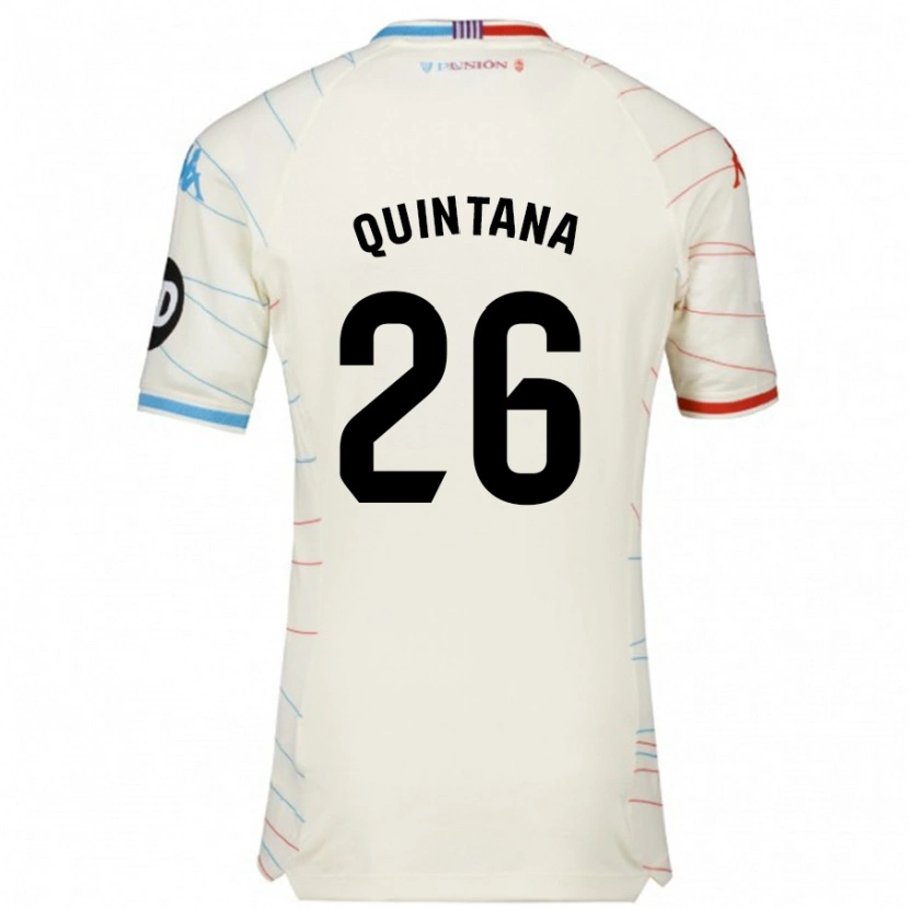 Danxen Donna Maglia Alberto Quintana #26 Bianco Rosso Blu Kit Gara Away 2024/25 Maglietta