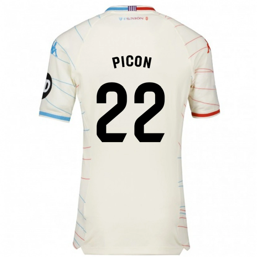 Danxen Donna Maglia Pablo Picón #22 Bianco Rosso Blu Kit Gara Away 2024/25 Maglietta