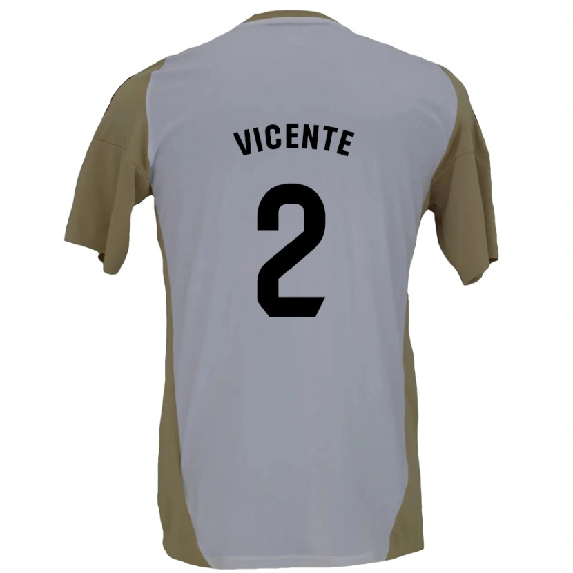 Danxen Donna Maglia David Vicente #2 Marrone Bianco Kit Gara Away 2024/25 Maglietta