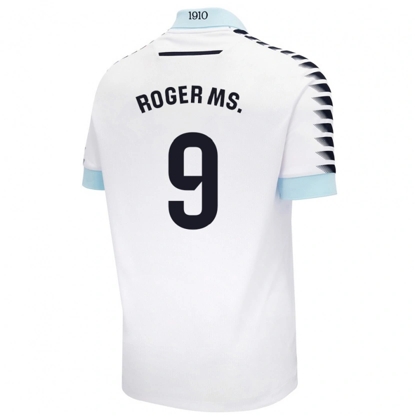 Danxen Donna Maglia Roger Martí #9 Bianco Blu Kit Gara Away 2024/25 Maglietta