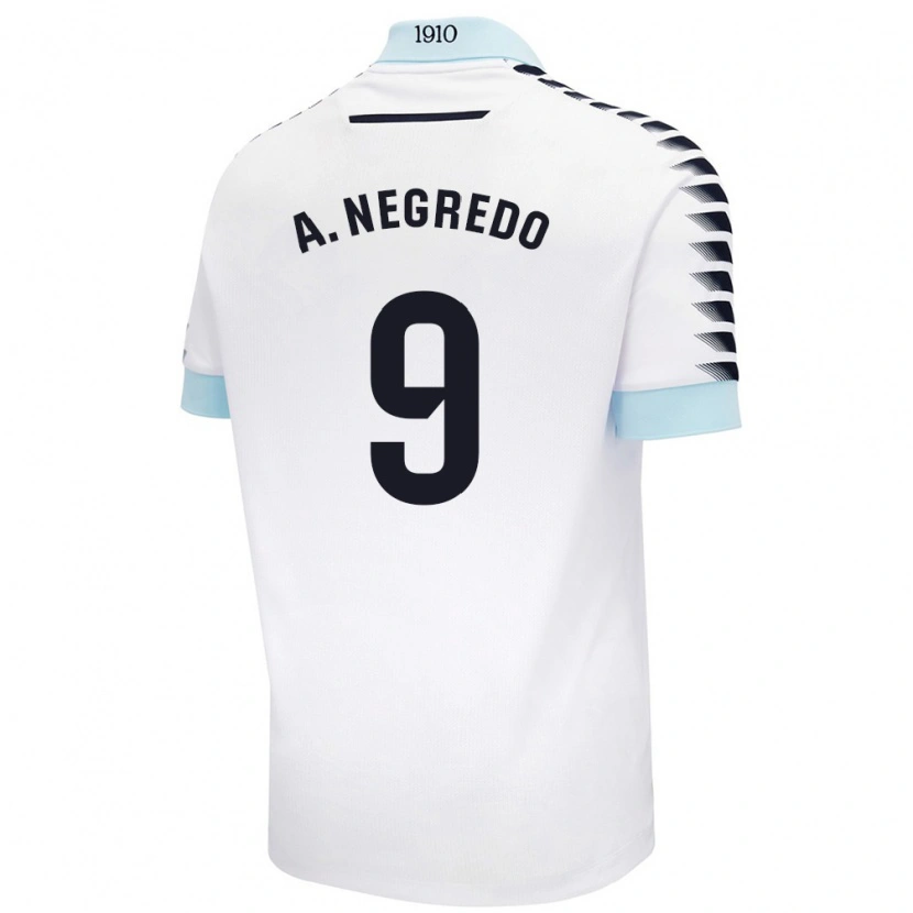 Danxen Donna Maglia Álvaro Negredo #9 Bianco Blu Kit Gara Away 2024/25 Maglietta