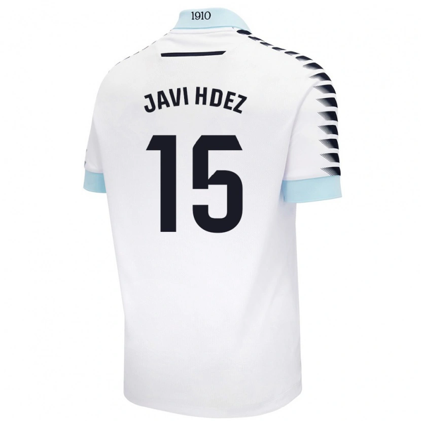 Danxen Donna Maglia Javi Hernández #15 Bianco Blu Kit Gara Away 2024/25 Maglietta