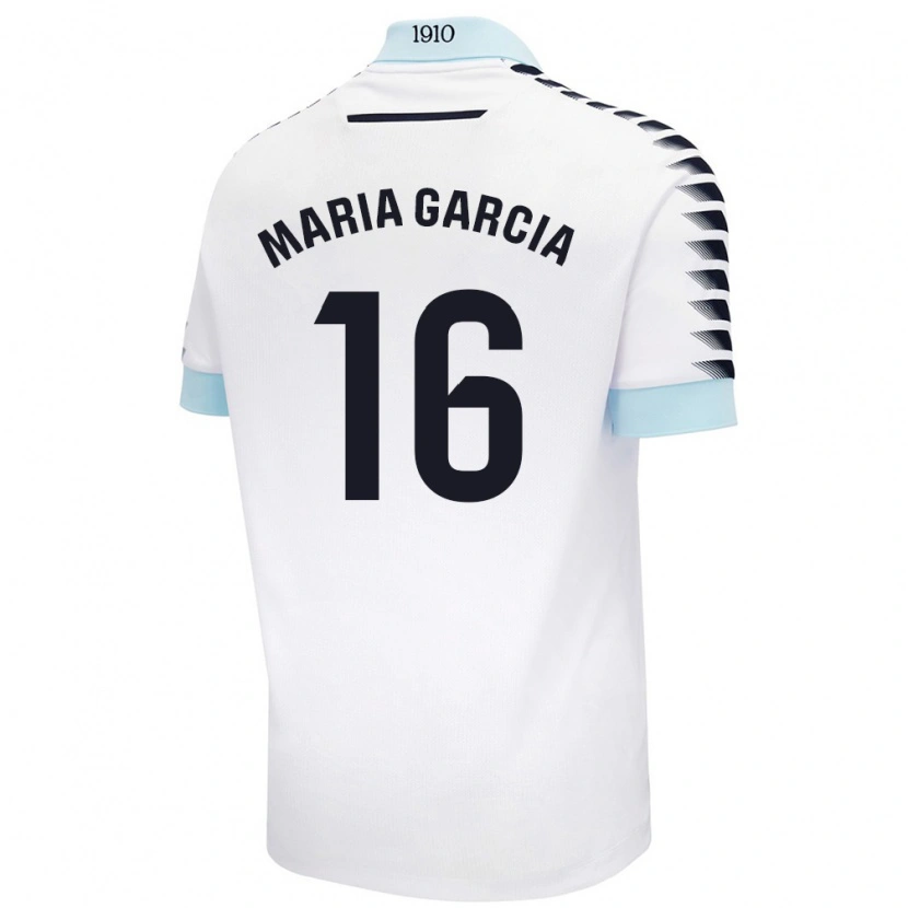 Danxen Donna Maglia Maria García Fernández #16 Bianco Blu Kit Gara Away 2024/25 Maglietta