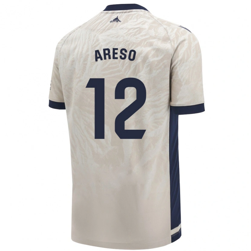 Danxen Donna Maglia Jesús Areso #12 Grigio Chiaro Kit Gara Away 2024/25 Maglietta