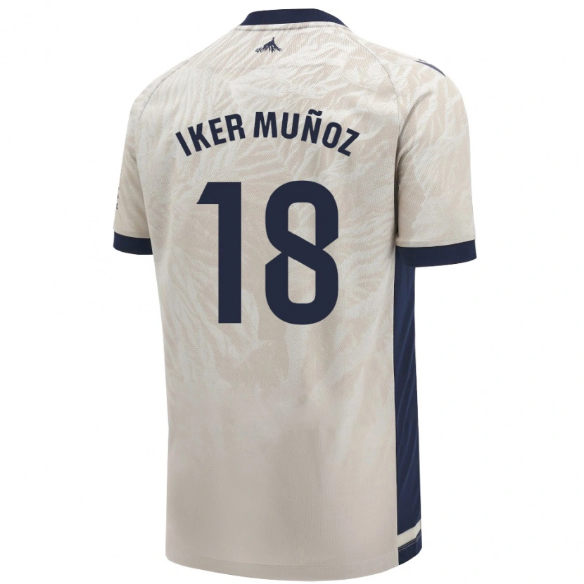 Danxen Donna Maglia Iker Muñoz #18 Grigio Chiaro Kit Gara Away 2024/25 Maglietta