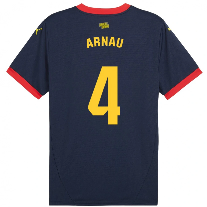 Danxen Donna Maglia Arnau Martínez #4 Rosso Navy Kit Gara Away 2024/25 Maglietta