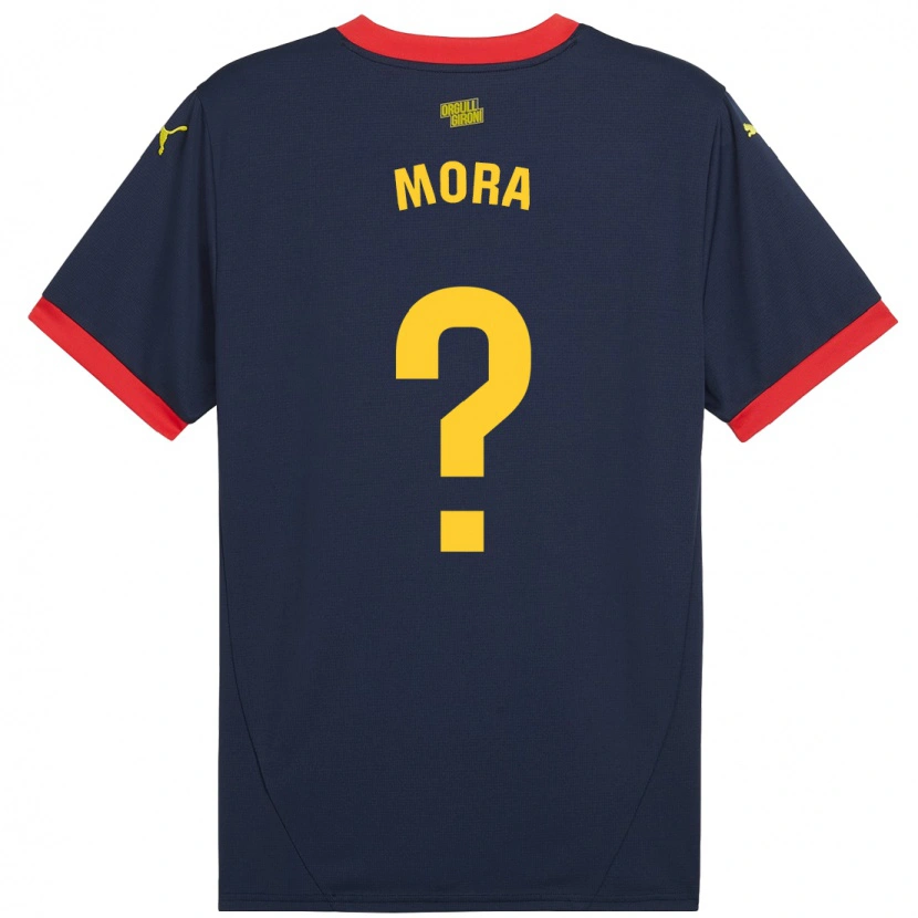 Danxen Donna Maglia Adrià Mora #0 Rosso Navy Kit Gara Away 2024/25 Maglietta