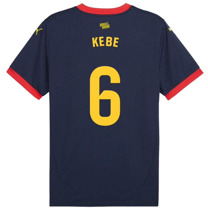 Danxen Donna Maglia Ibrahima Kébé #6 Rosso Navy Kit Gara Away 2024/25 Maglietta
