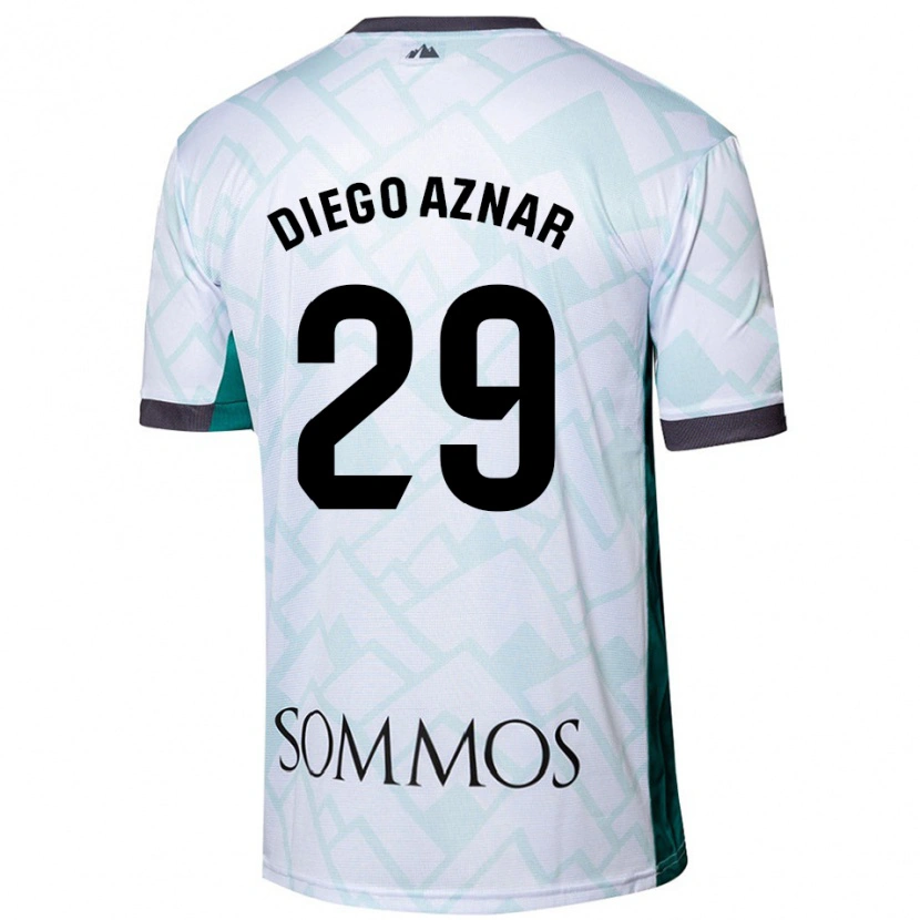 Danxen Donna Maglia Diego Aznar #29 Bianco Verde Kit Gara Away 2024/25 Maglietta