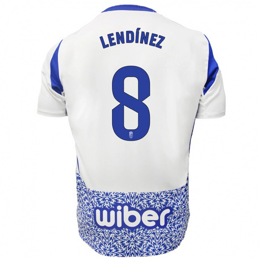 Danxen Donna Maglia Juanma Lendínez #8 Bianco Blu Kit Gara Away 2024/25 Maglietta