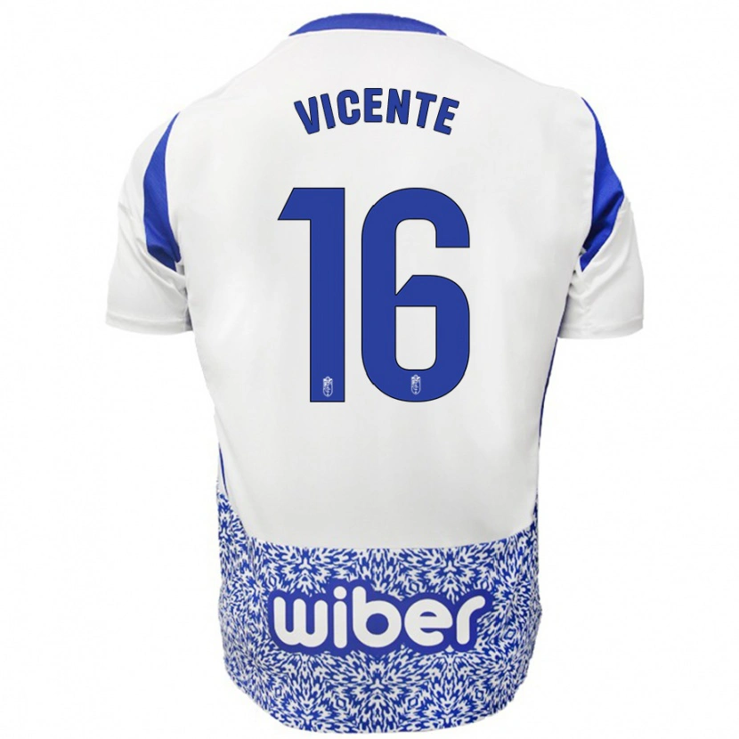 Danxen Donna Maglia Nerea Vicente #16 Bianco Blu Kit Gara Away 2024/25 Maglietta