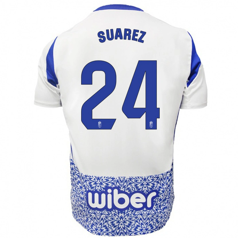 Danxen Donna Maglia Carlota Suárez #24 Bianco Blu Kit Gara Away 2024/25 Maglietta