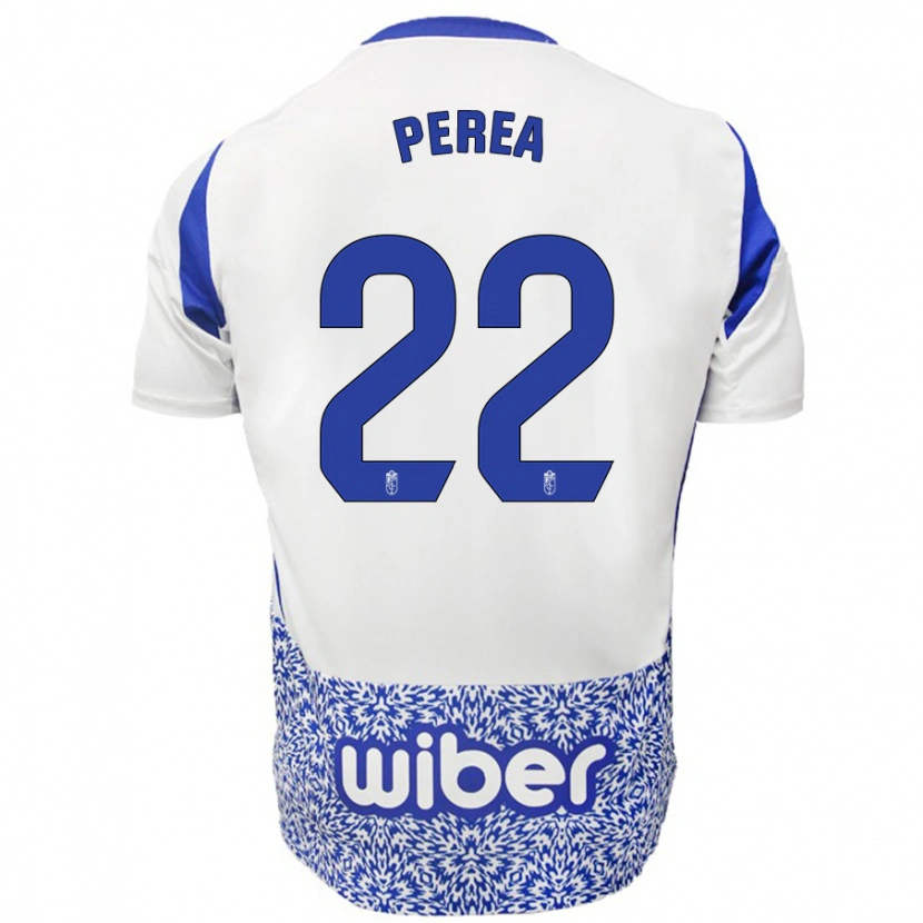 Danxen Donna Maglia Alberto Perea #22 Bianco Blu Kit Gara Away 2024/25 Maglietta