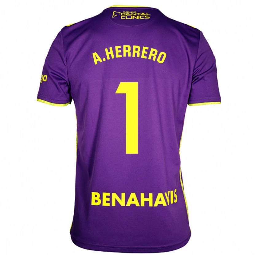 Danxen Donna Maglia Alfonso Herrero #1 Viola Giallo Kit Gara Away 2024/25 Maglietta
