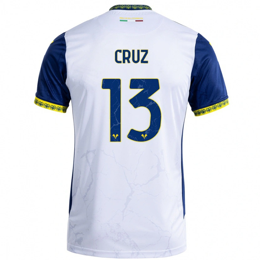 Danxen Donna Maglia Juan Manuel Cruz #13 Bianco Blu Kit Gara Away 2024/25 Maglietta