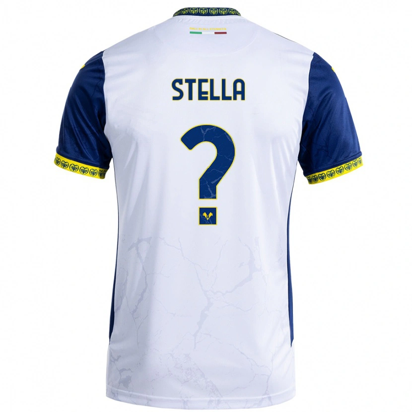 Danxen Donna Maglia Kevin Stella #0 Bianco Blu Kit Gara Away 2024/25 Maglietta