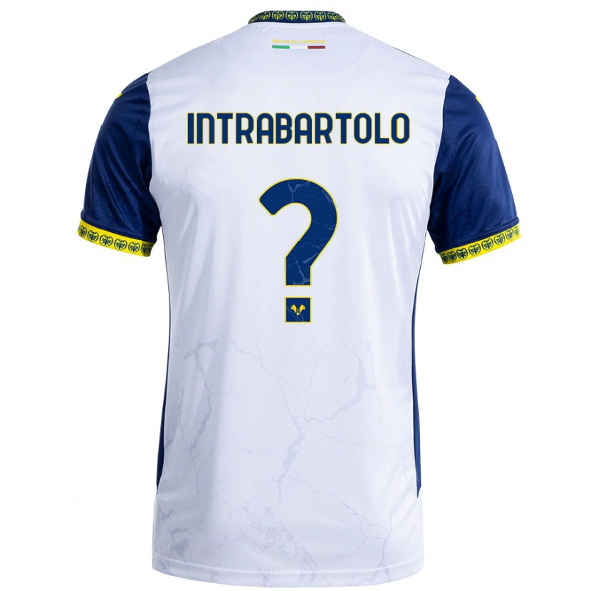 Danxen Donna Maglia Denis Intrabartolo #0 Bianco Blu Kit Gara Away 2024/25 Maglietta