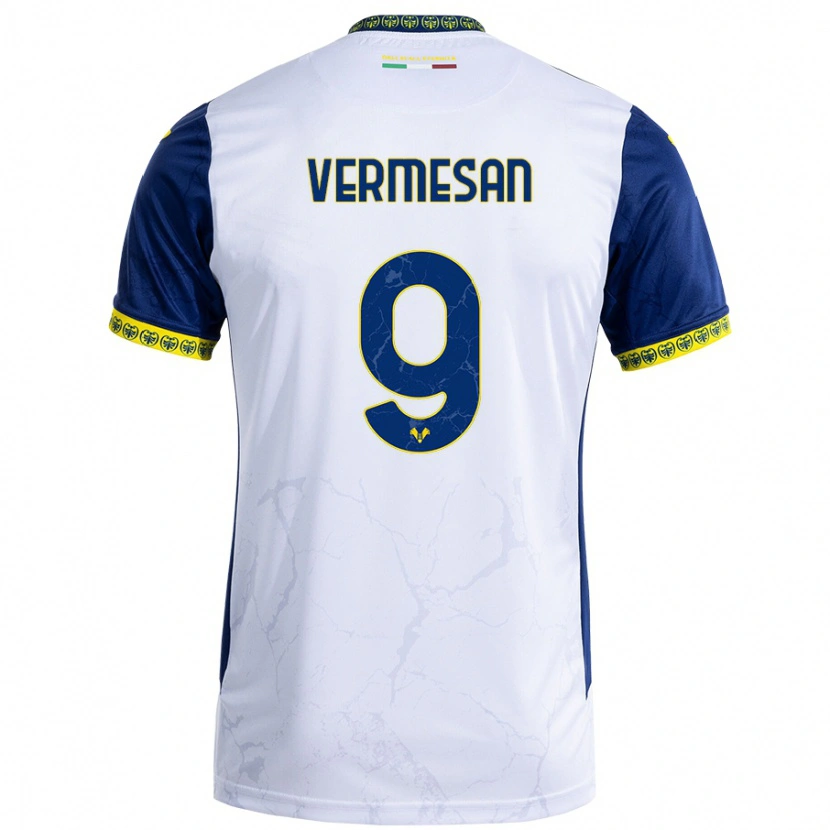 Danxen Donna Maglia Ioan Vermeșan #9 Bianco Blu Kit Gara Away 2024/25 Maglietta
