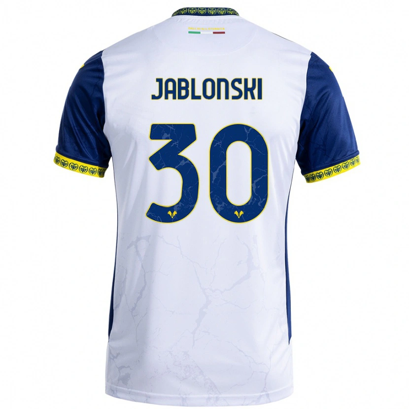 Danxen Donna Maglia Darvin Jablonski #30 Bianco Blu Kit Gara Away 2024/25 Maglietta