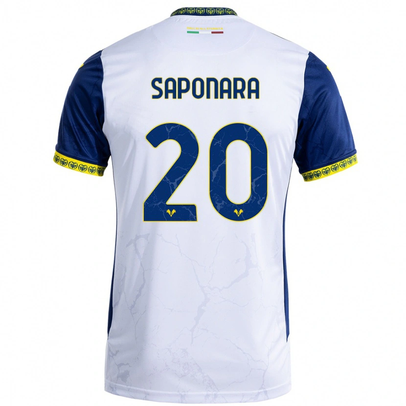 Danxen Donna Maglia Riccardo Saponara #20 Bianco Blu Kit Gara Away 2024/25 Maglietta