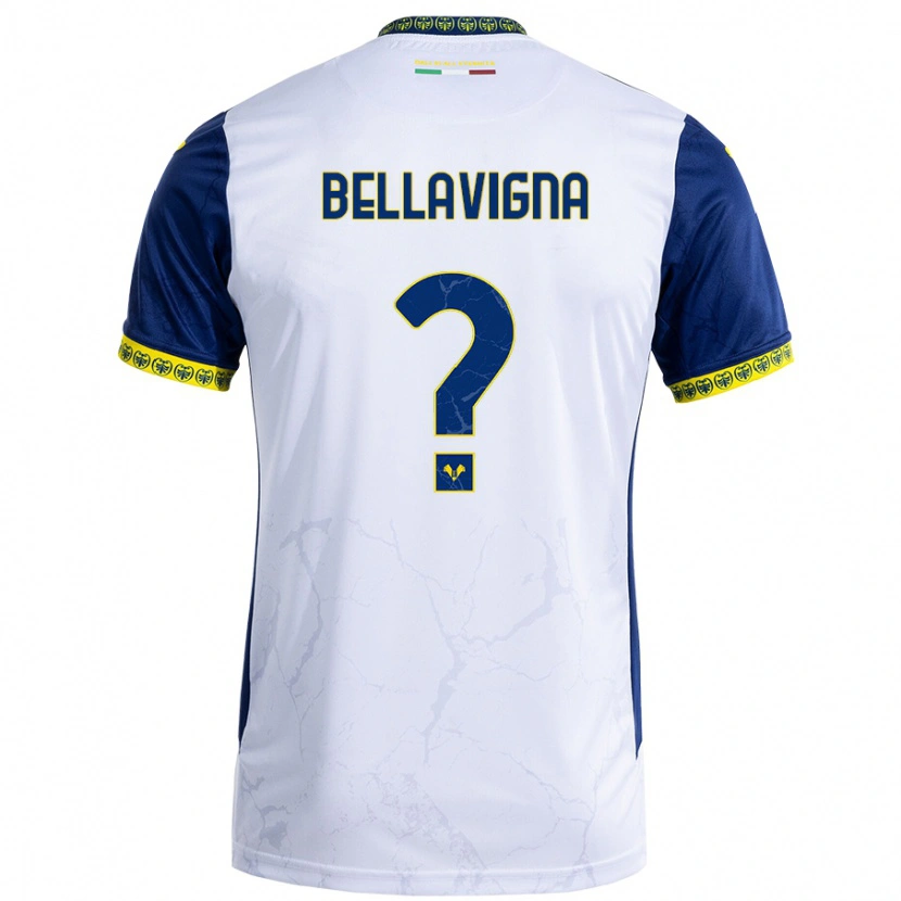 Danxen Donna Maglia Marco Bellavigna #0 Bianco Blu Kit Gara Away 2024/25 Maglietta