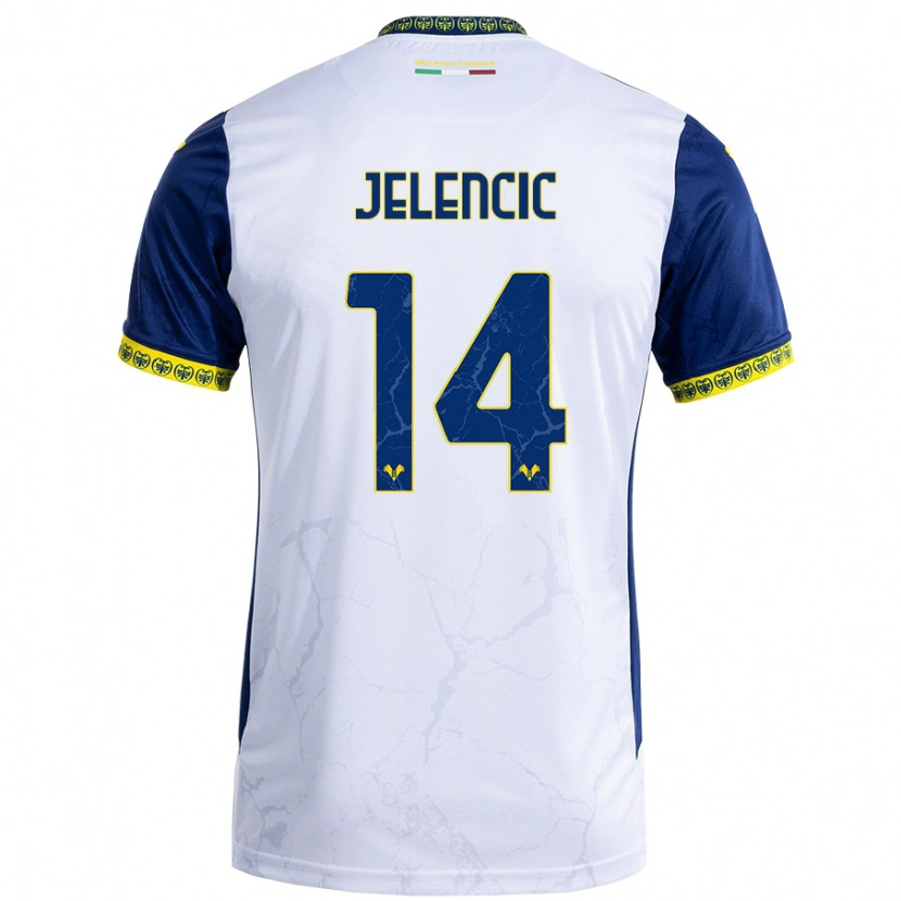 Danxen Donna Maglia Ana Jelencic #14 Bianco Blu Kit Gara Away 2024/25 Maglietta