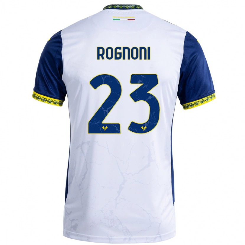 Danxen Donna Maglia Alessia Rognoni #23 Bianco Blu Kit Gara Away 2024/25 Maglietta