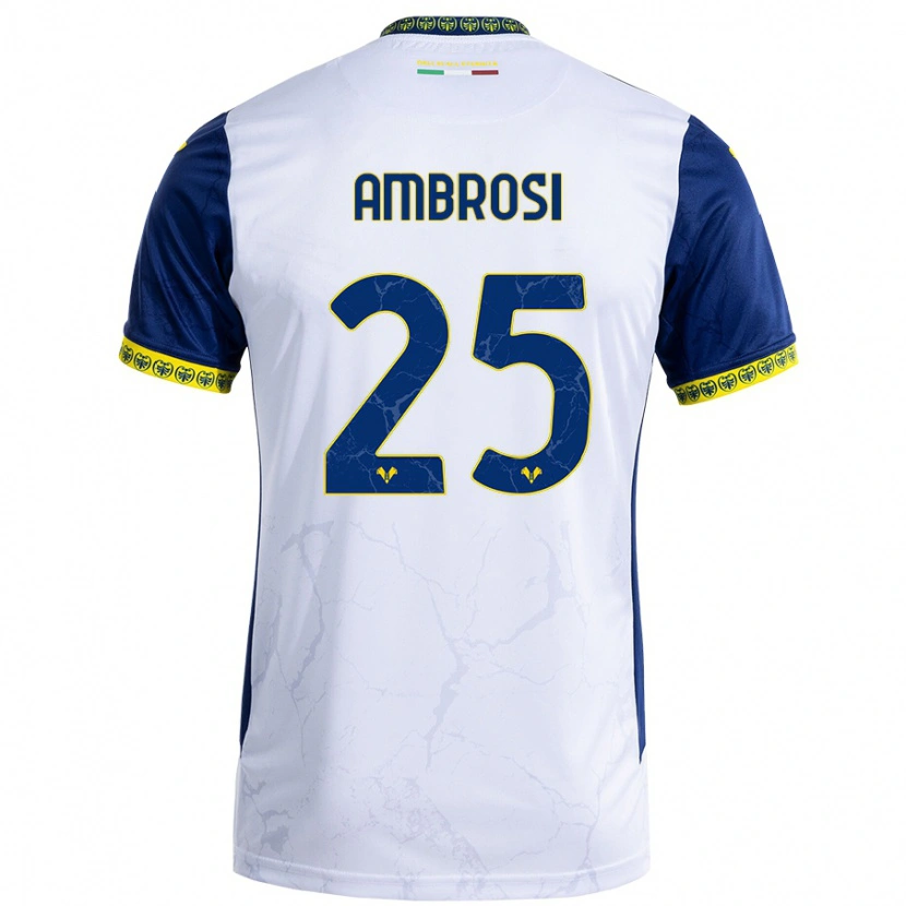 Danxen Donna Maglia Caterina Ambrosi #25 Bianco Blu Kit Gara Away 2024/25 Maglietta