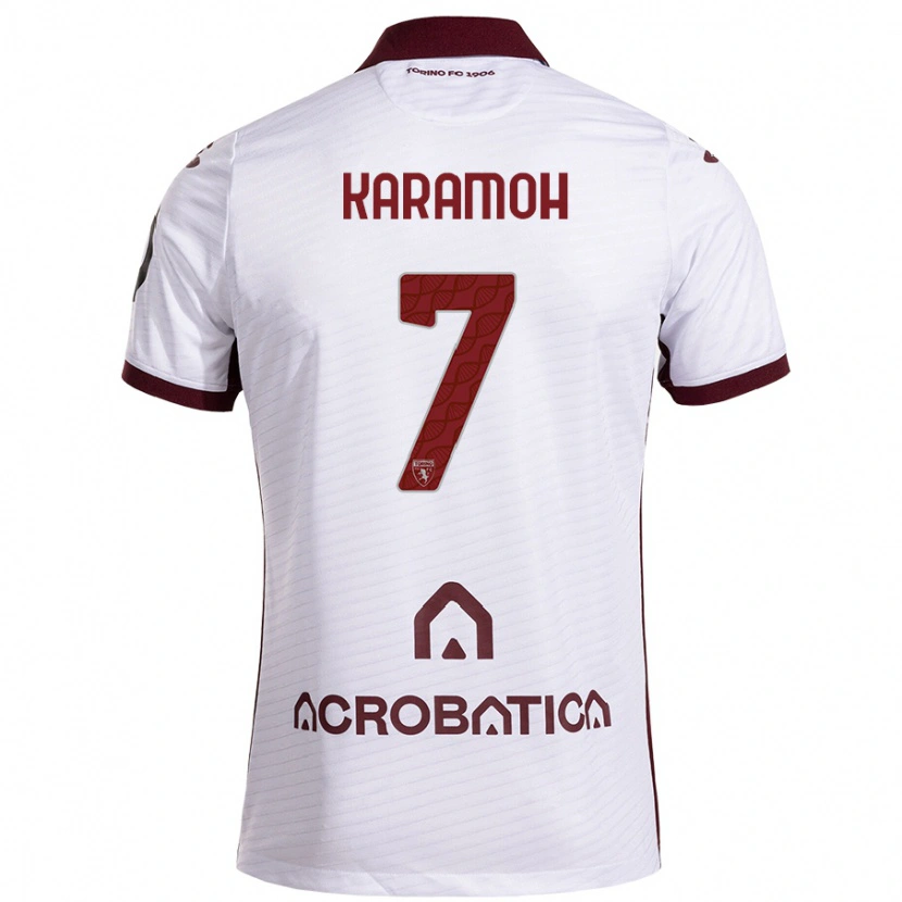 Danxen Donna Maglia Yann Karamoh #7 Bianco Marrone Kit Gara Away 2024/25 Maglietta