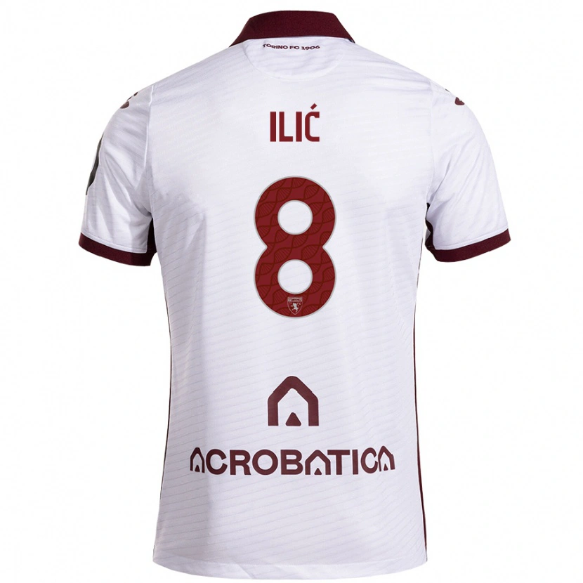 Danxen Donna Maglia Ivan Ilić #8 Bianco Marrone Kit Gara Away 2024/25 Maglietta