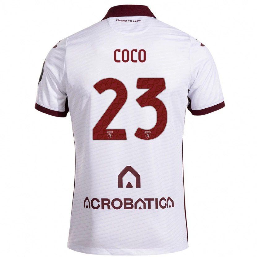 Danxen Donna Maglia Saúl Coco #23 Bianco Marrone Kit Gara Away 2024/25 Maglietta