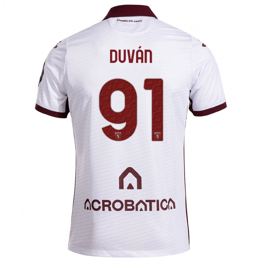 Danxen Donna Maglia Duván Zapata #91 Bianco Marrone Kit Gara Away 2024/25 Maglietta