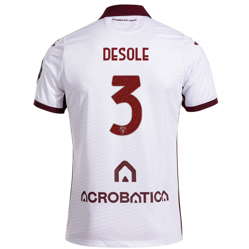 Danxen Donna Maglia Fabio Desole #3 Bianco Marrone Kit Gara Away 2024/25 Maglietta