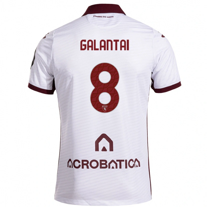 Danxen Donna Maglia Tamás Galántai #8 Bianco Marrone Kit Gara Away 2024/25 Maglietta