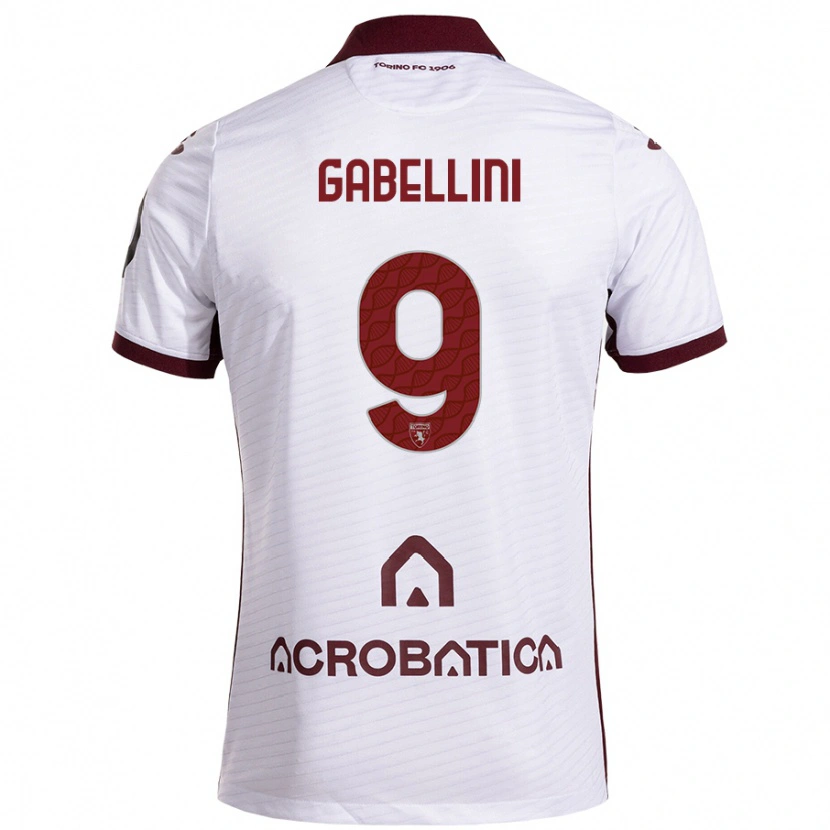 Danxen Donna Maglia Tommaso Gabellini #9 Bianco Marrone Kit Gara Away 2024/25 Maglietta