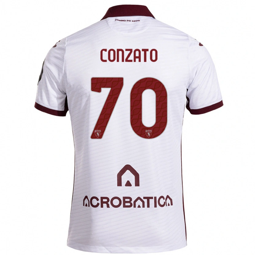 Danxen Donna Maglia Filippo Conzato #70 Bianco Marrone Kit Gara Away 2024/25 Maglietta