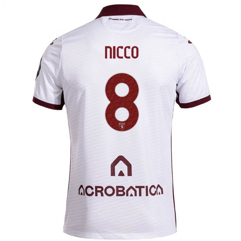Danxen Donna Maglia Giada Nicco #8 Bianco Marrone Kit Gara Away 2024/25 Maglietta