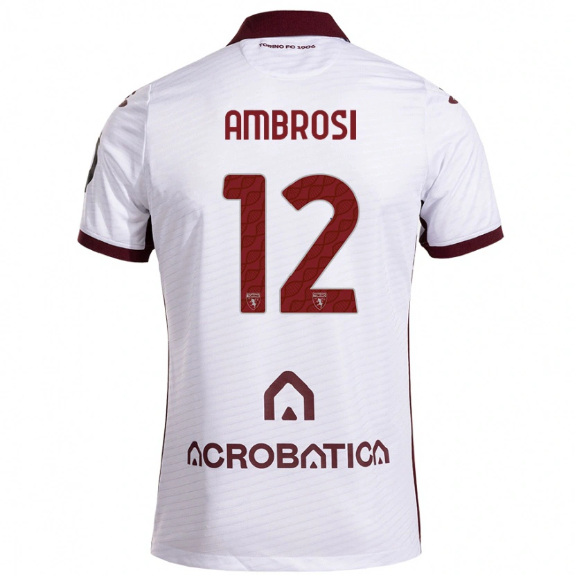 Danxen Donna Maglia Martina Ambrosi #12 Bianco Marrone Kit Gara Away 2024/25 Maglietta