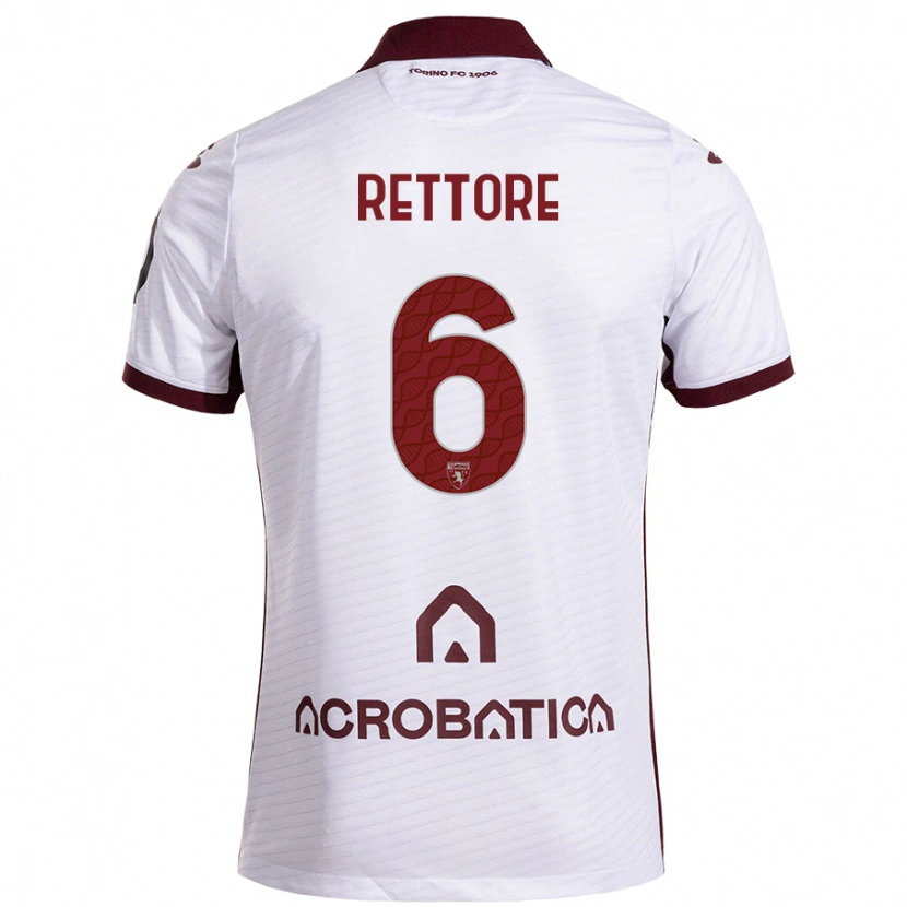 Danxen Donna Maglia Mirko Rettore #6 Bianco Marrone Kit Gara Away 2024/25 Maglietta