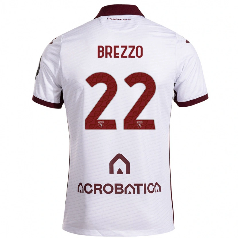 Danxen Donna Maglia Matteo Brezzo #22 Bianco Marrone Kit Gara Away 2024/25 Maglietta